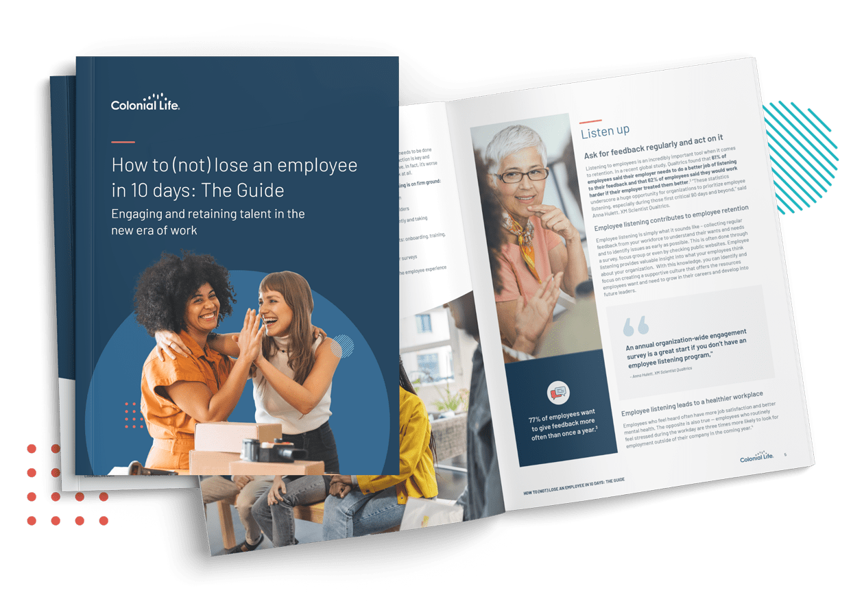 Layout showing pages of the "How to (not) lose an employee in 10 days" guide.