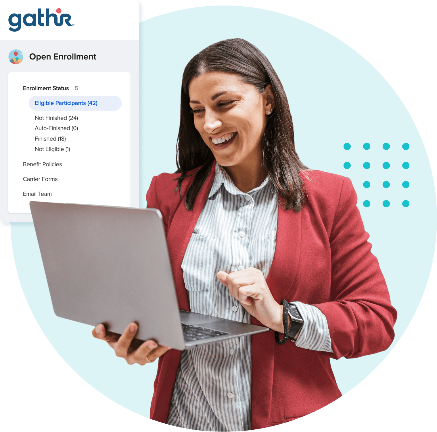 Woman looking at Gathr on her laptop