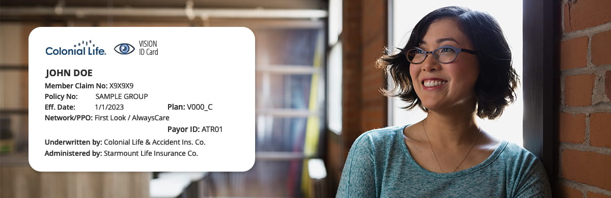 Image of a smiling lady overlooking a membership vision card